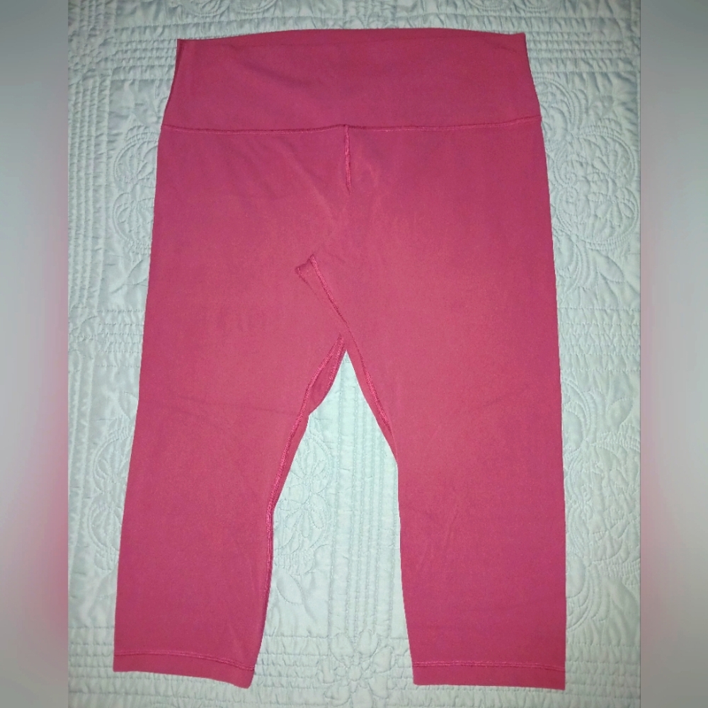 Women Brown High Waist Workout Capri Sz 18